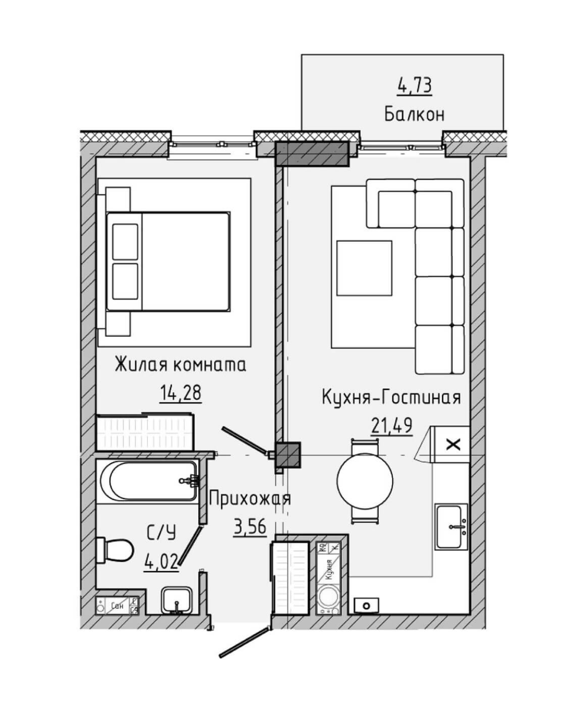План 48,08 м²